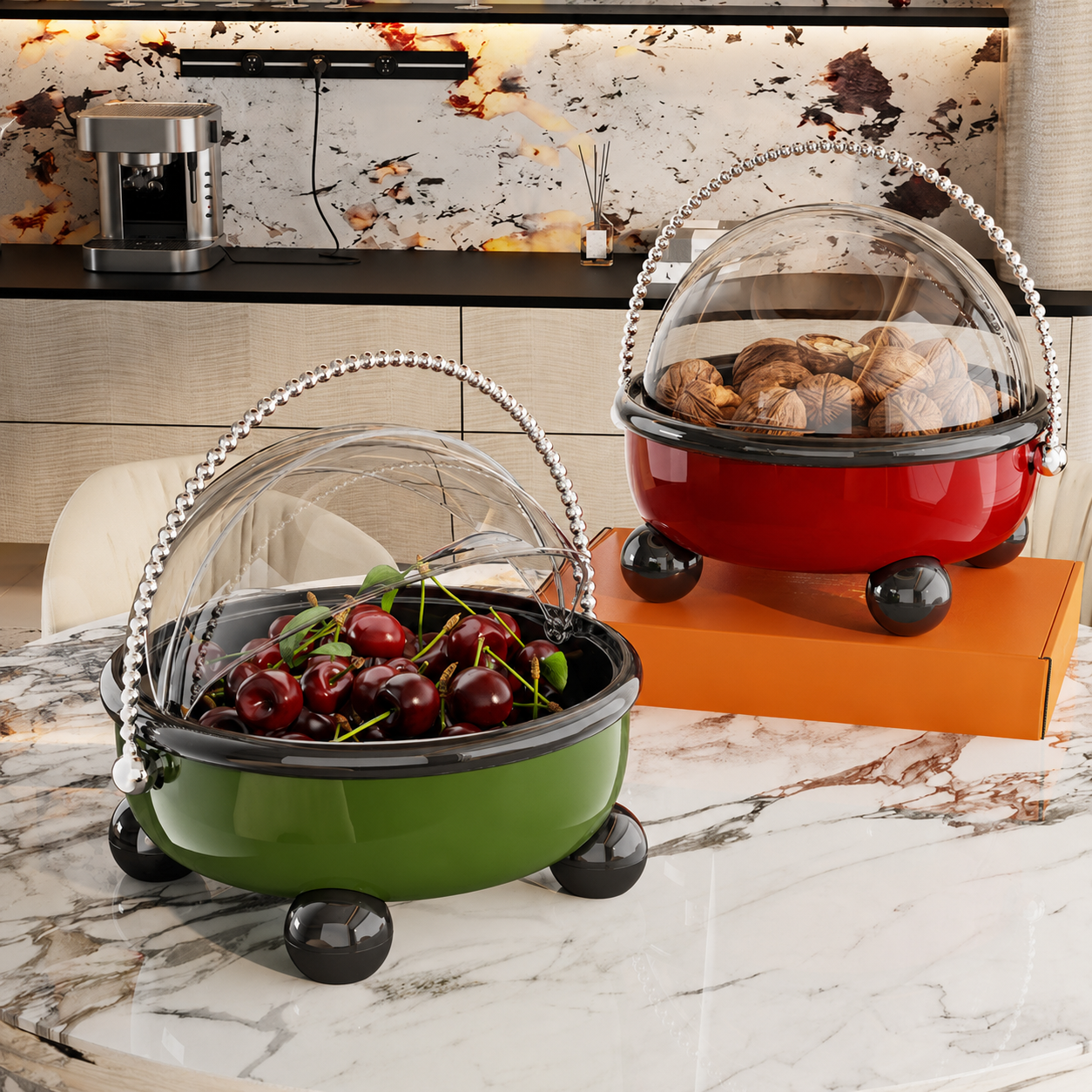Portable Fruit Tray with Lid – Luxury Home Snack & Candy Storage Organizer