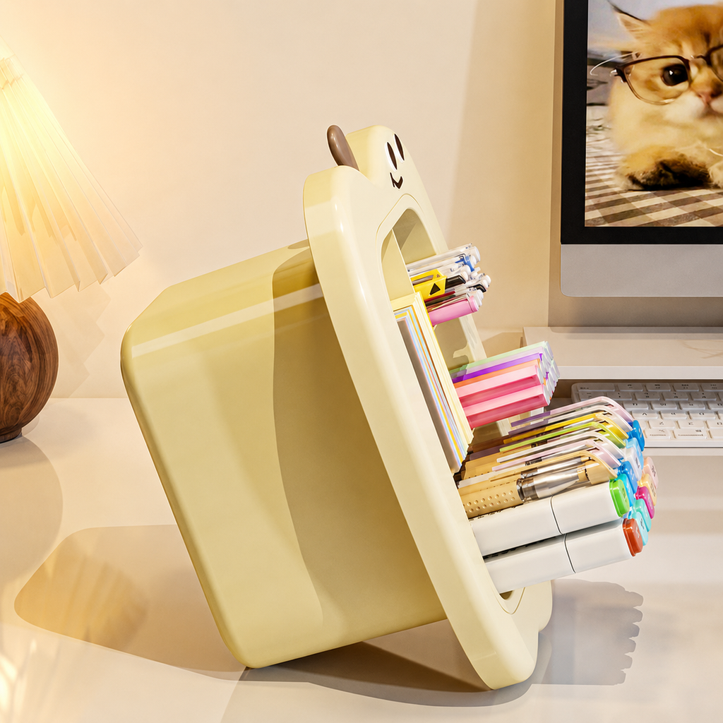 Creative Angled Pen Holder – Desktop Stationery Storage Organizer