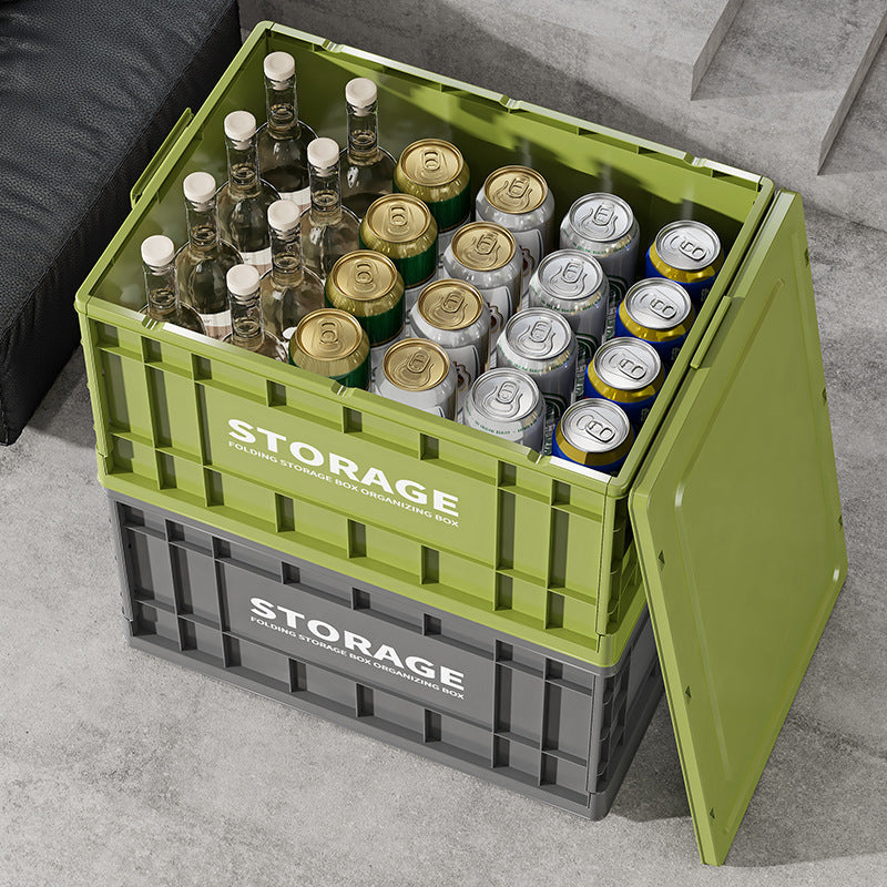 Industrial Style Folding Storage Box – Large Capacity Wheeled Organizer