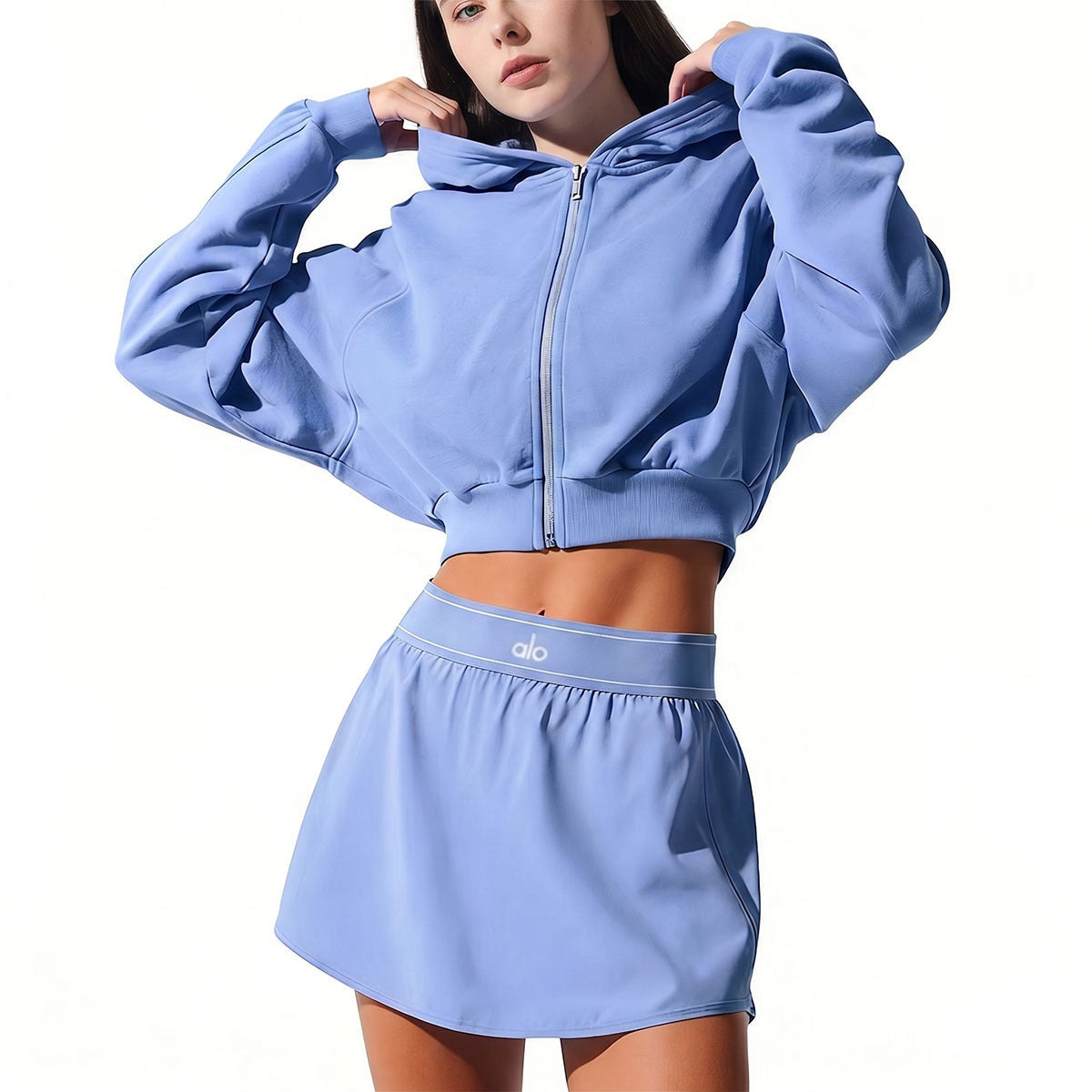 Women's Cropped Hooded Yoga Jacket – Slim Zip-Up Sports Top