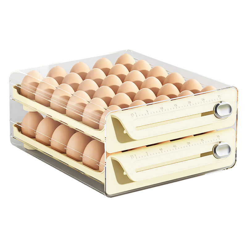 Wholesale Double Layer Egg Storage Box New Kitchen Refrigerator Egg Crisper Pet Timing Drawer Egg Box