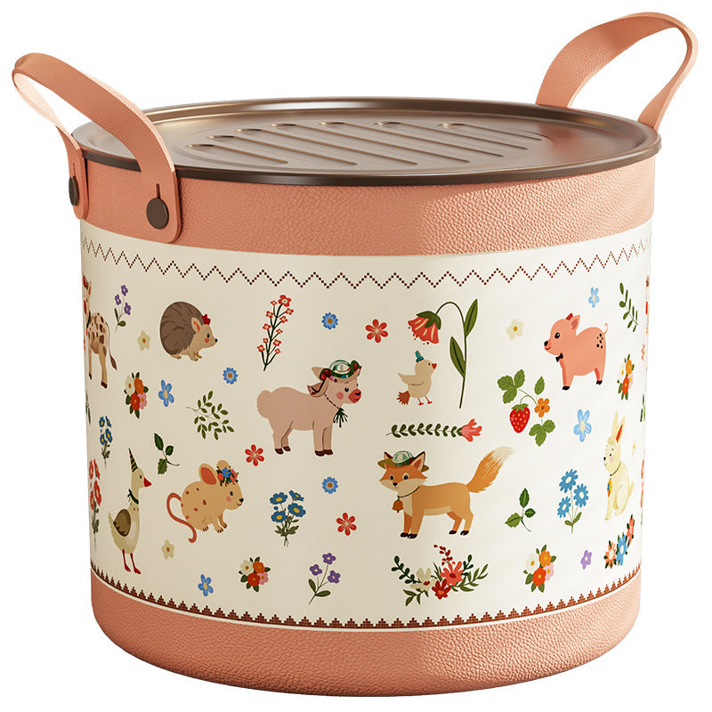 Cartoon Storage Basket with Lid – Large Capacity Kids Toy Organizer