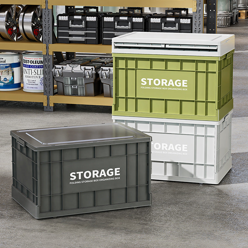 Industrial Style Folding Storage Box – Large Capacity Wheeled Organizer