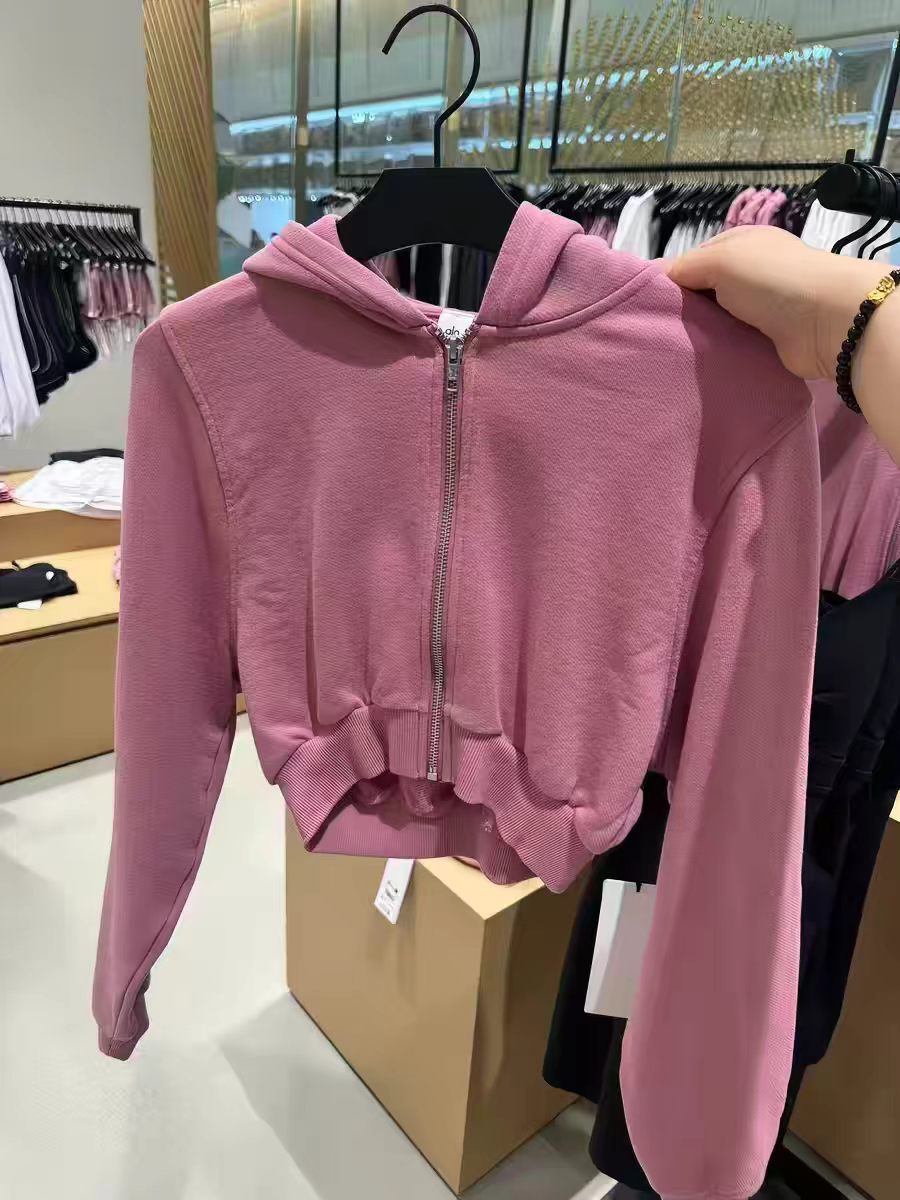 Women's Cropped Hooded Yoga Jacket – Slim Zip-Up Sports Top